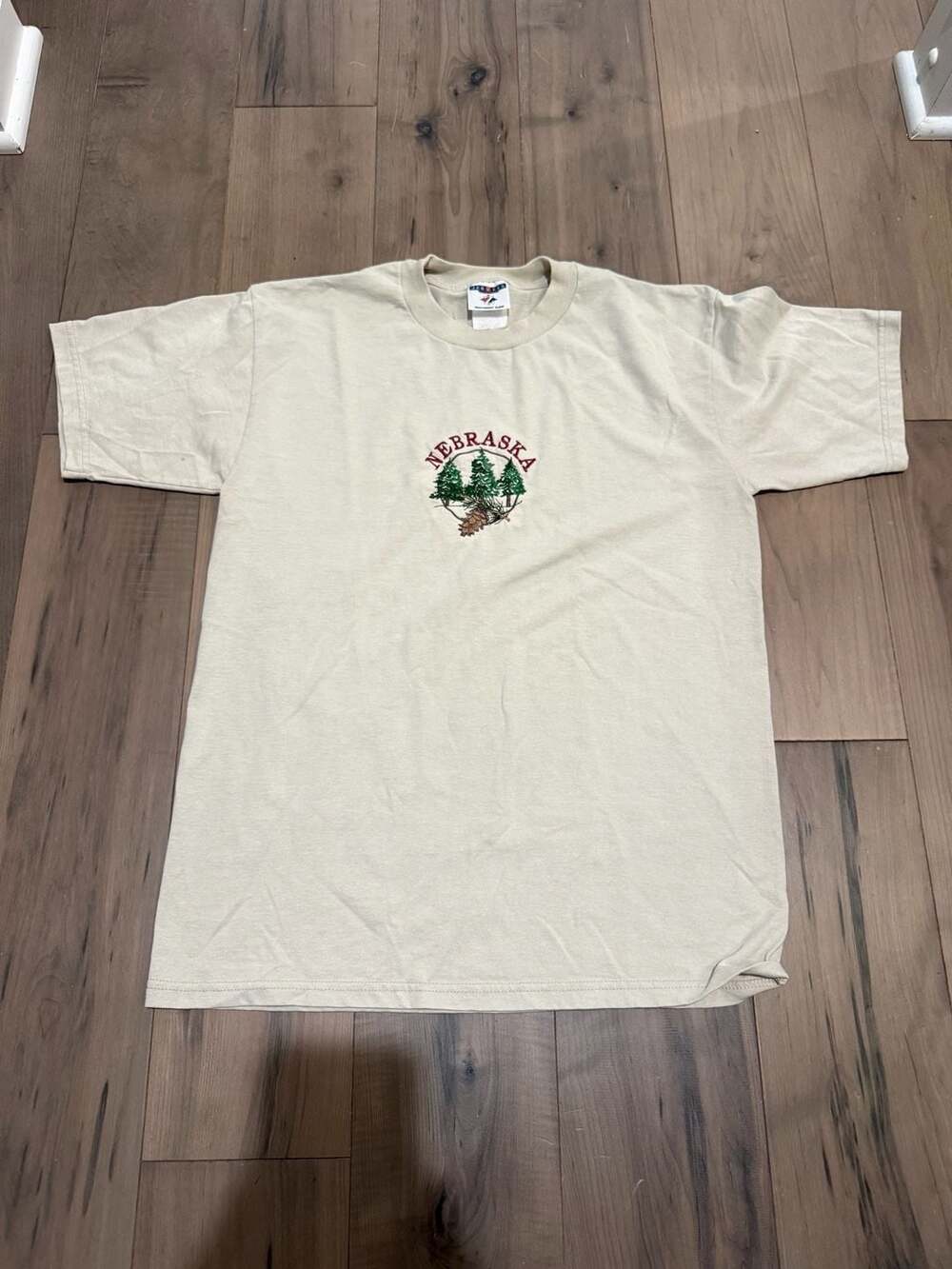 Vintage Jerzees Heavyweight Blend Nebraska Pine Trees and Pinecone Embroidered T